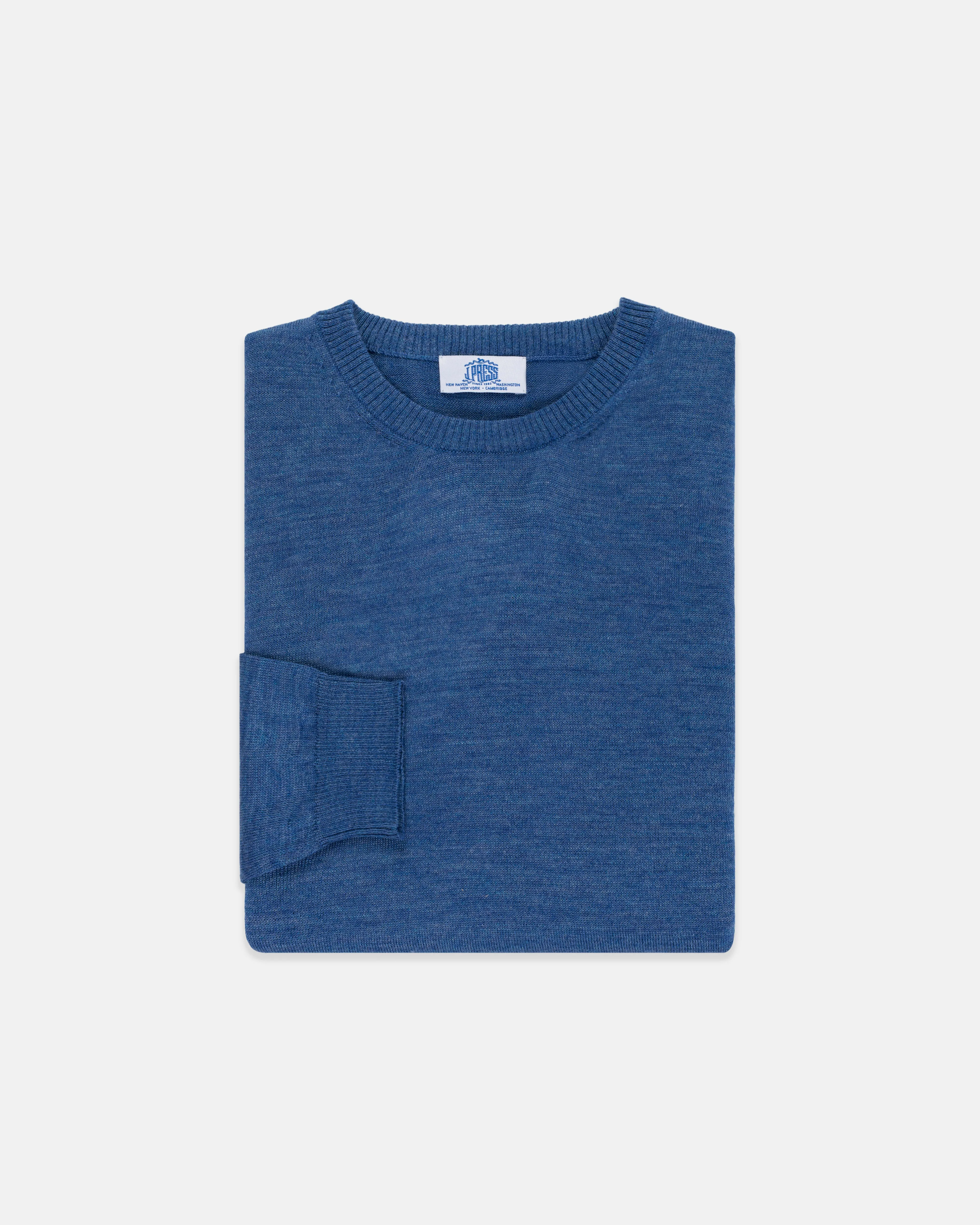 PULL-OVER EN ALPAGA ET SOIE - BLEU