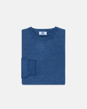 ALPACA/SILK CREWNECK SWEATER - BLUE