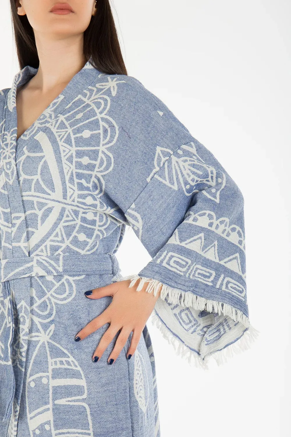 Aria Kimono en Coton Fait à la Main | Attrape-Rêves Bleu