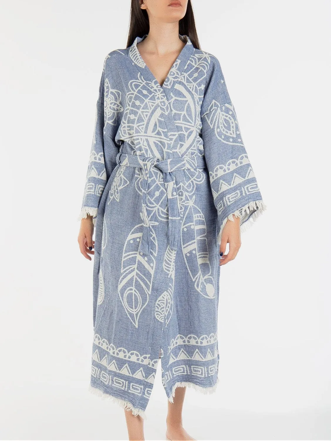 Aria Kimono en Coton Fait à la Main | Attrape-Rêves Bleu