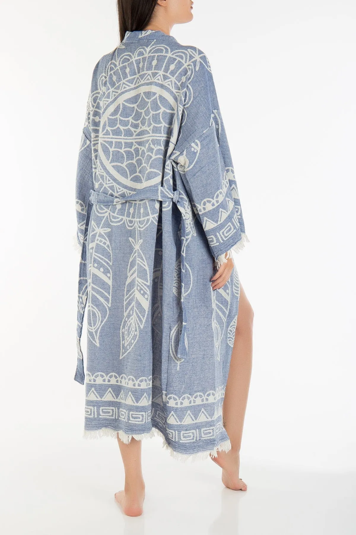 Aria Kimono en Coton Fait à la Main | Attrape-Rêves Bleu