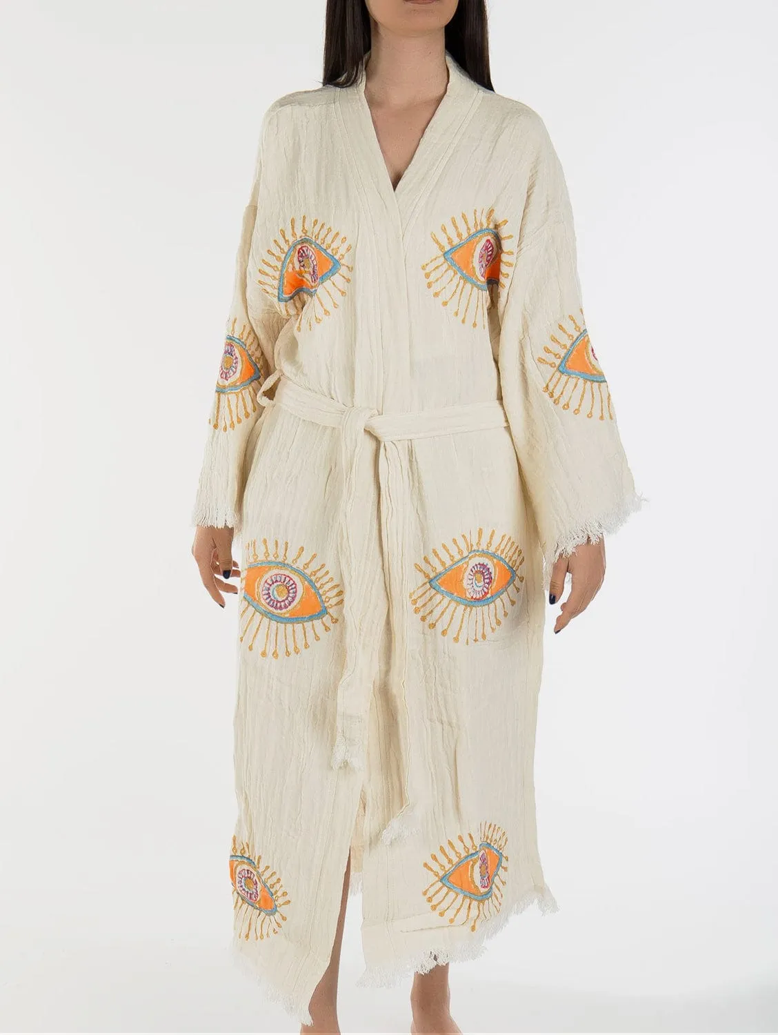 Kimono en Coton Fait Main Aria | Blanc Cassé