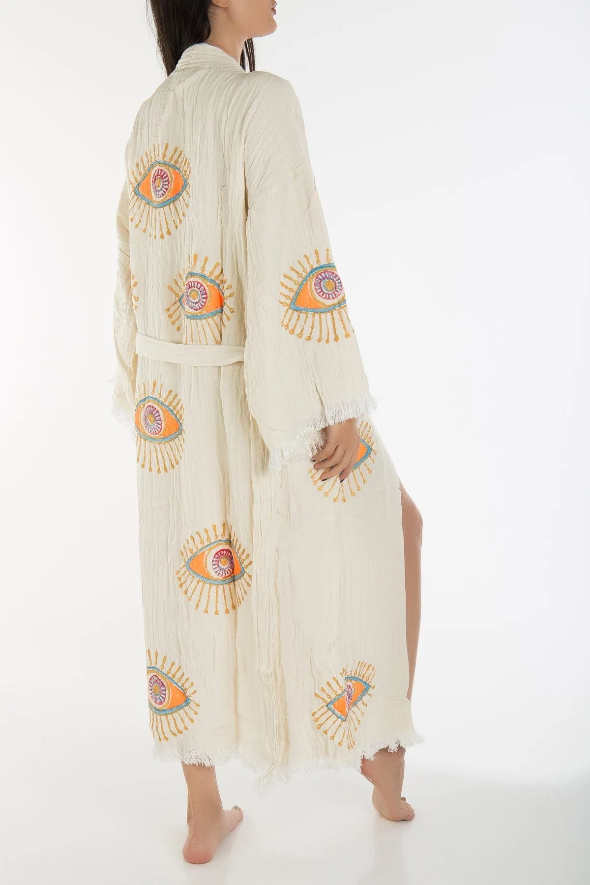Kimono en Coton Fait Main Aria | Blanc Cassé