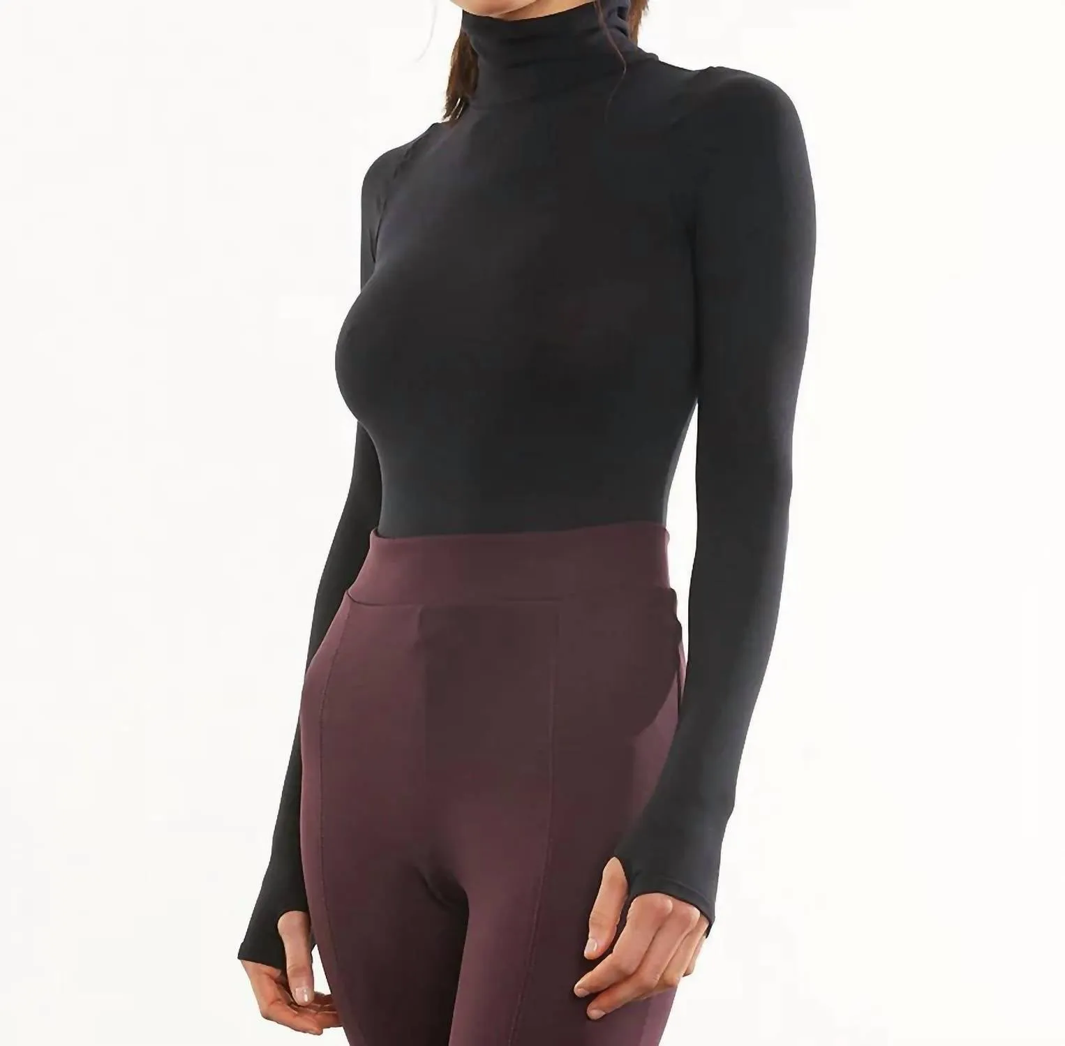 Combinaison col roulé manches longues ballet en noir