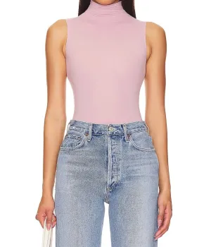 Ballet Sleeveless Mockneck Bodysuit In Mauve