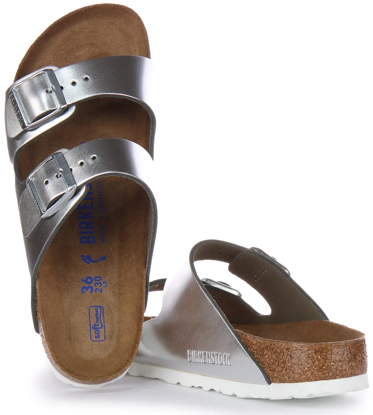 Birkenstock Arizona BS en argent | Chaussures à coupe étroite Birkenstock