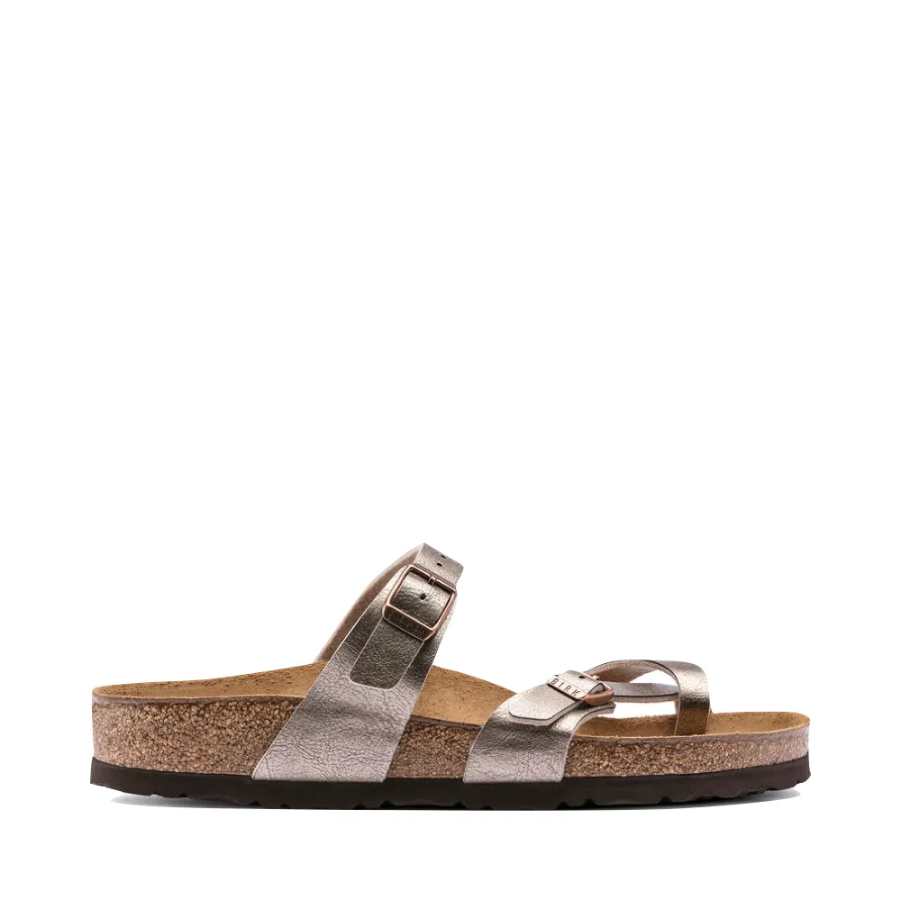 Birkenstock Femme Mayari Birko-Flor Sandale à Boucle d'Orteil en Taupe Métallisé Élégant