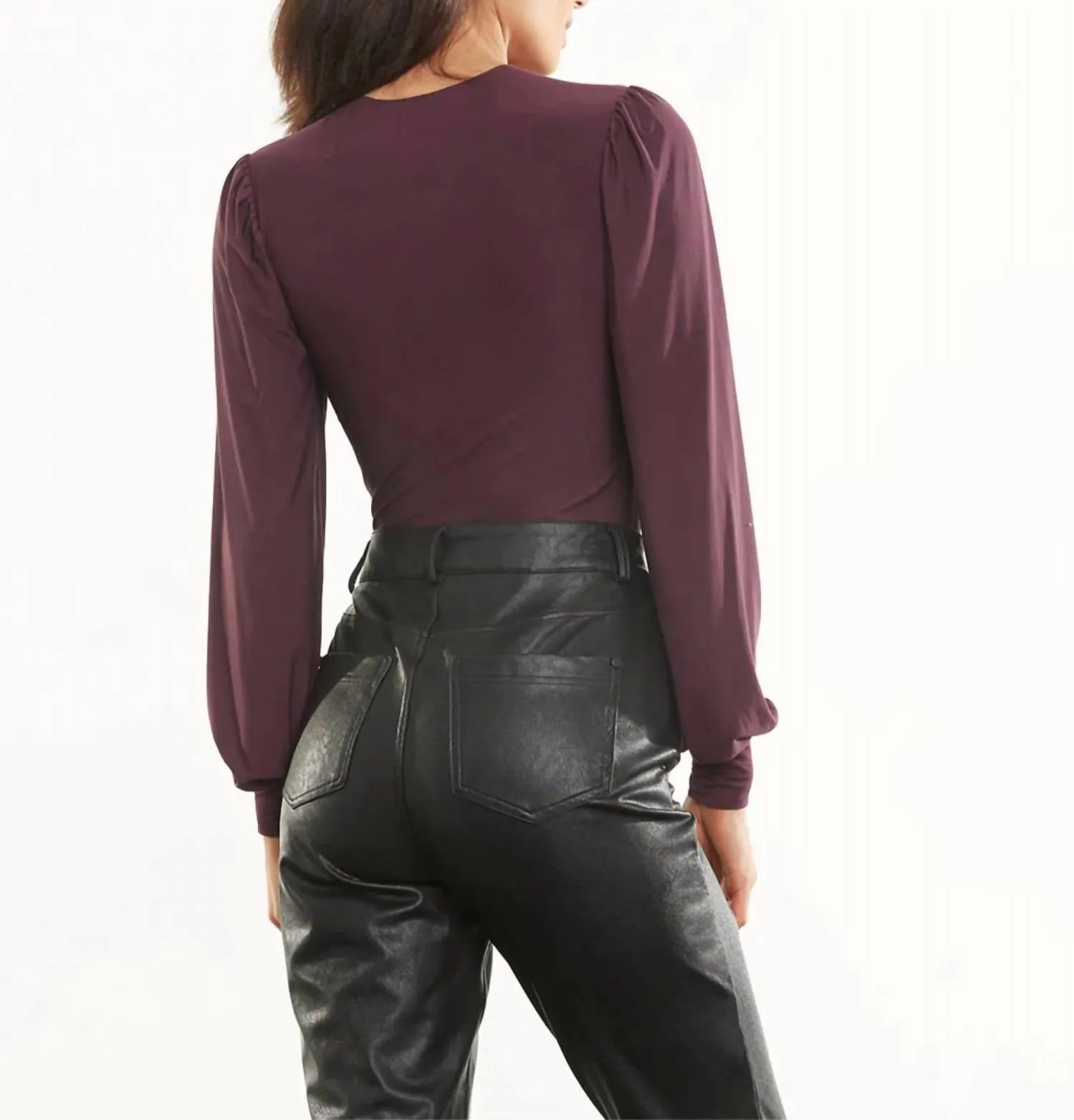 Body manches ballon beurre en aubergine