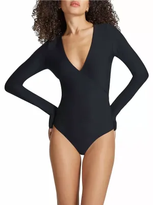 Butter Wrap Bodysuit In Black
