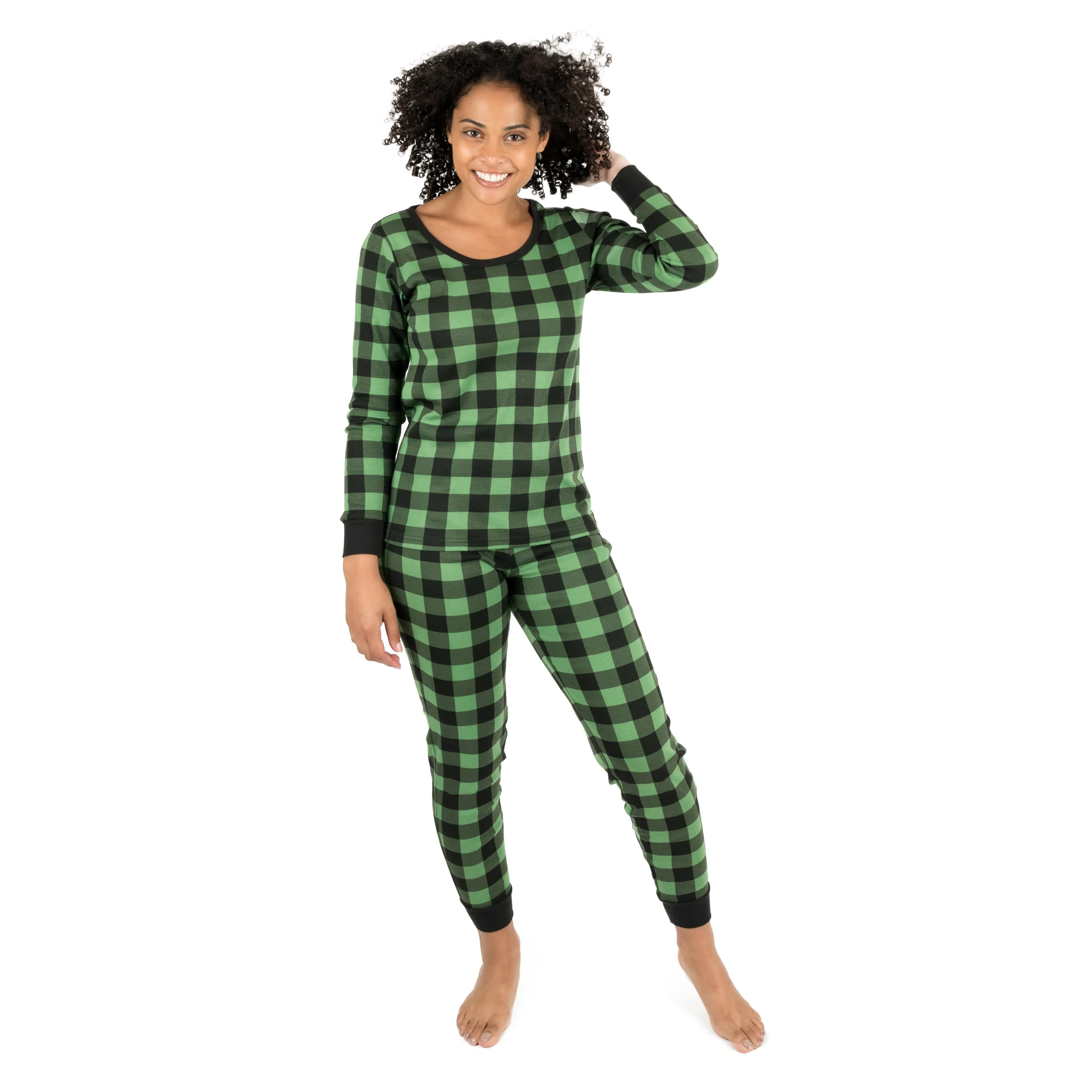Pyjama deux pièces en coton à carreaux pour femmes de Noël