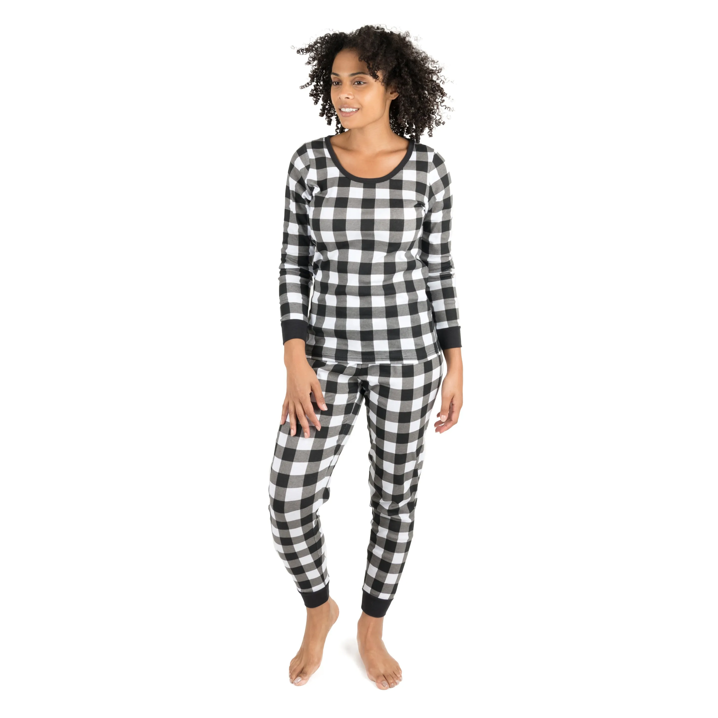 Pyjama deux pièces en coton à carreaux pour femmes de Noël