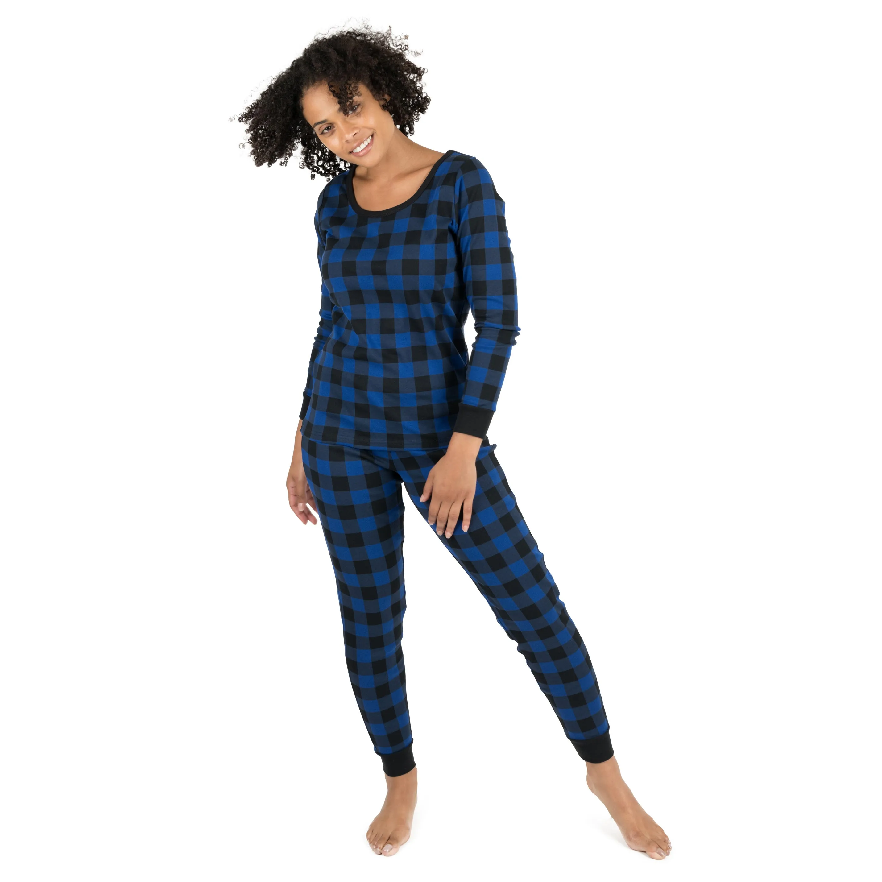 Pyjama deux pièces en coton à carreaux pour femmes de Noël