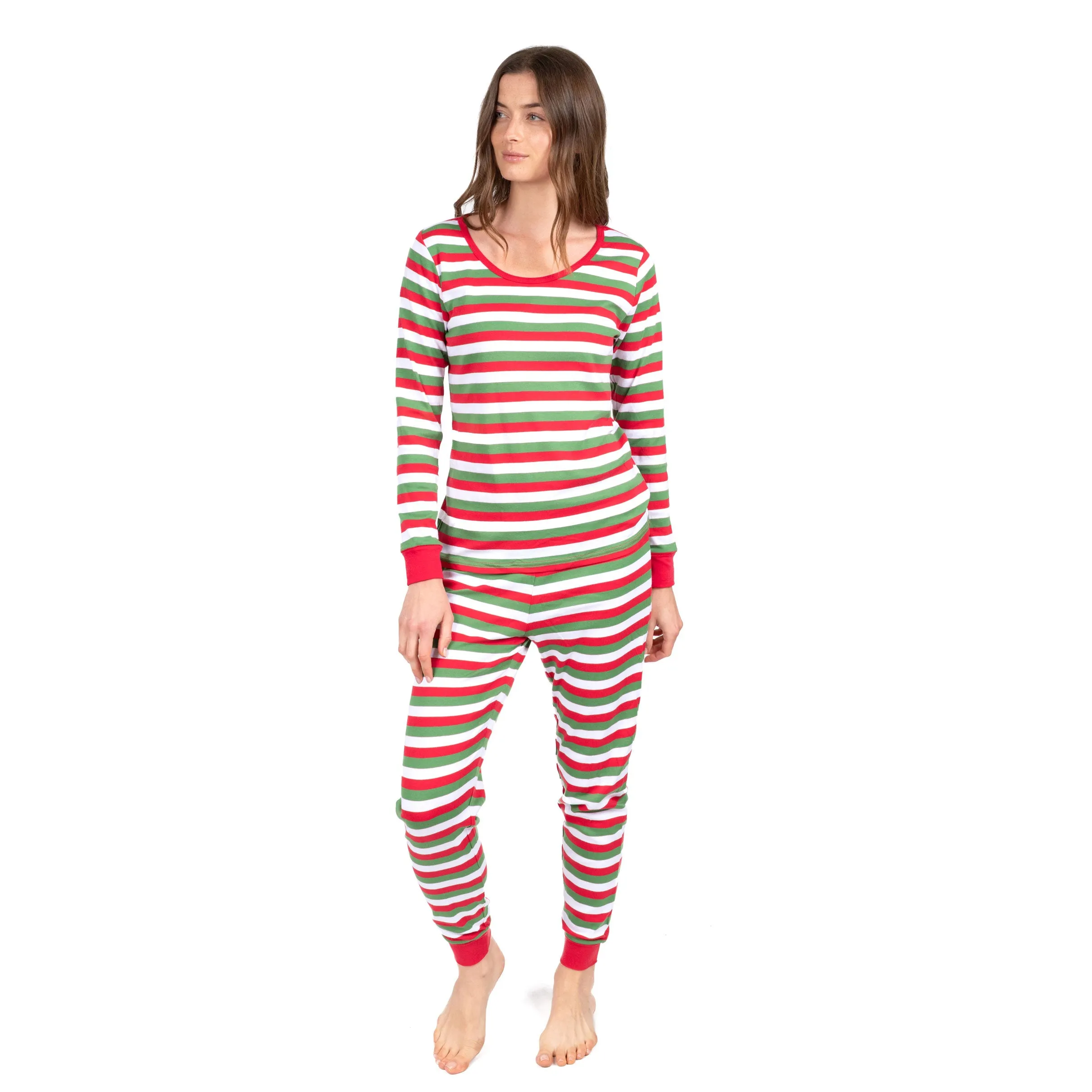 Pyjama deux pièces en coton rayé pour femmes de Noël