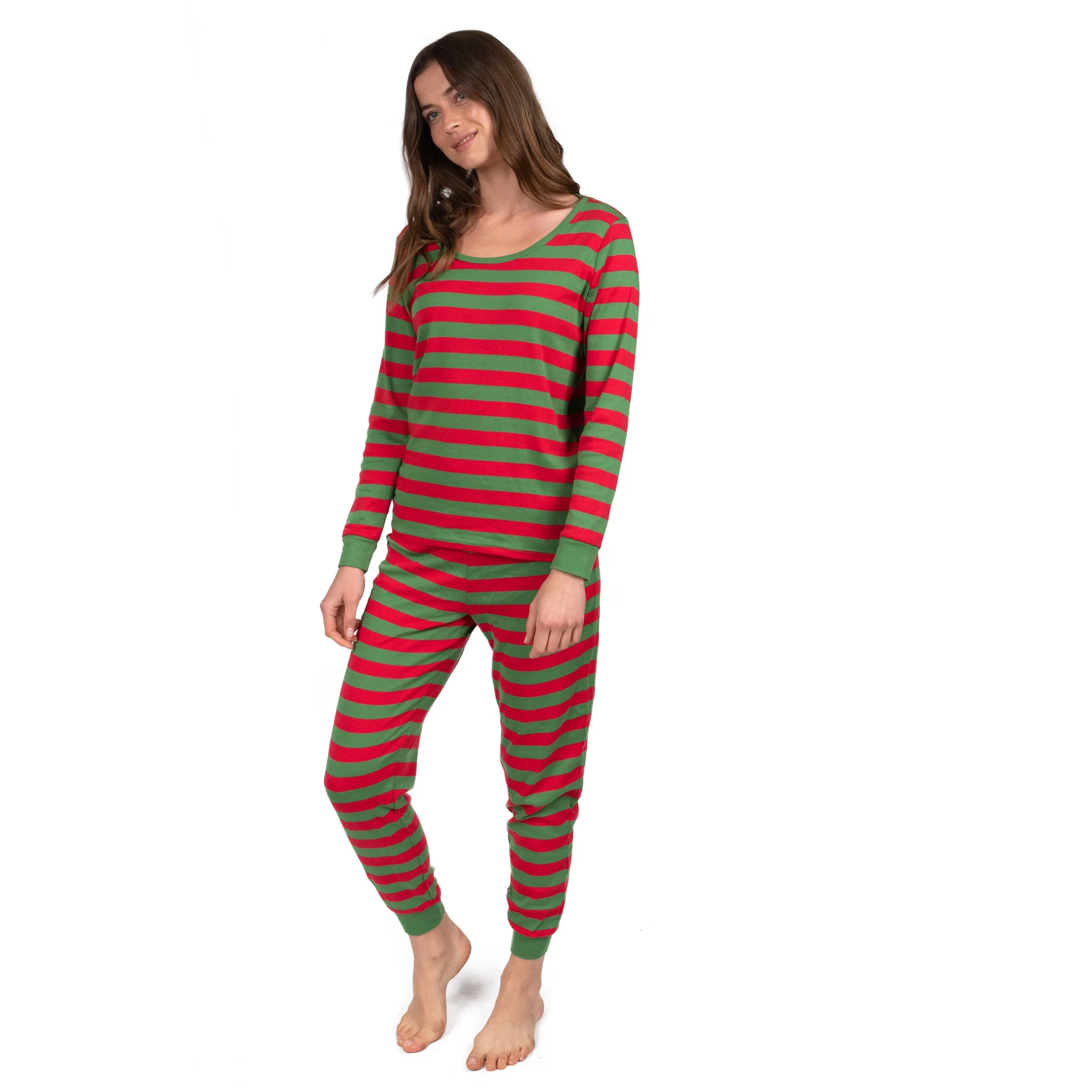 Pyjama deux pièces en coton rayé pour femmes de Noël