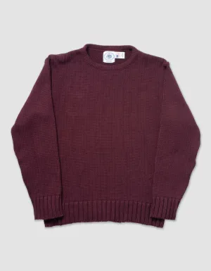 CHUNKY COTTON CREW NECK SWEATER - BURGUNDY