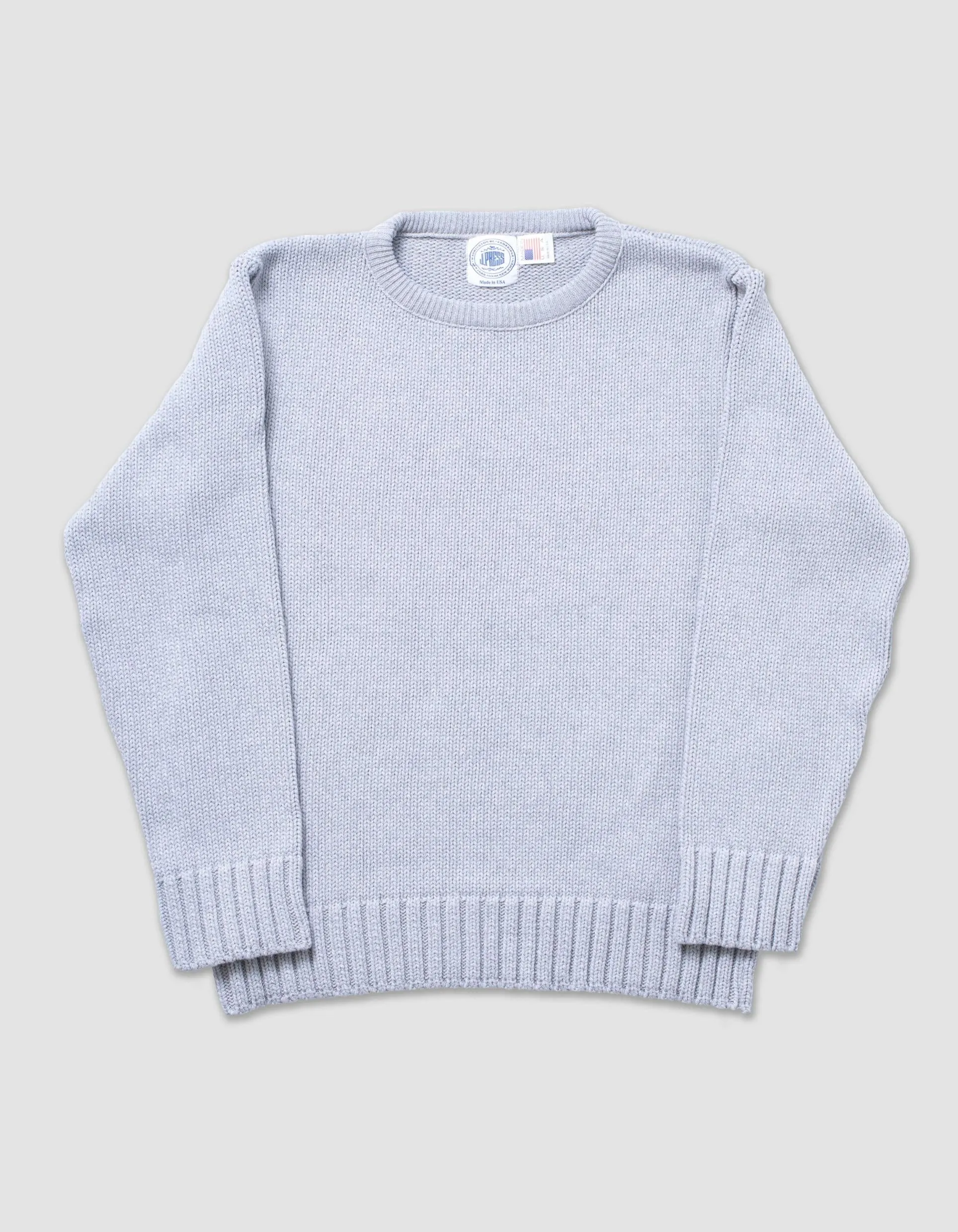 PULL EN COTON ÉPAIS À COL ROND - GRIS MARBRÉ