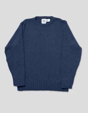 CHUNKY COTTON CREW NECK SWEATER - NAVY