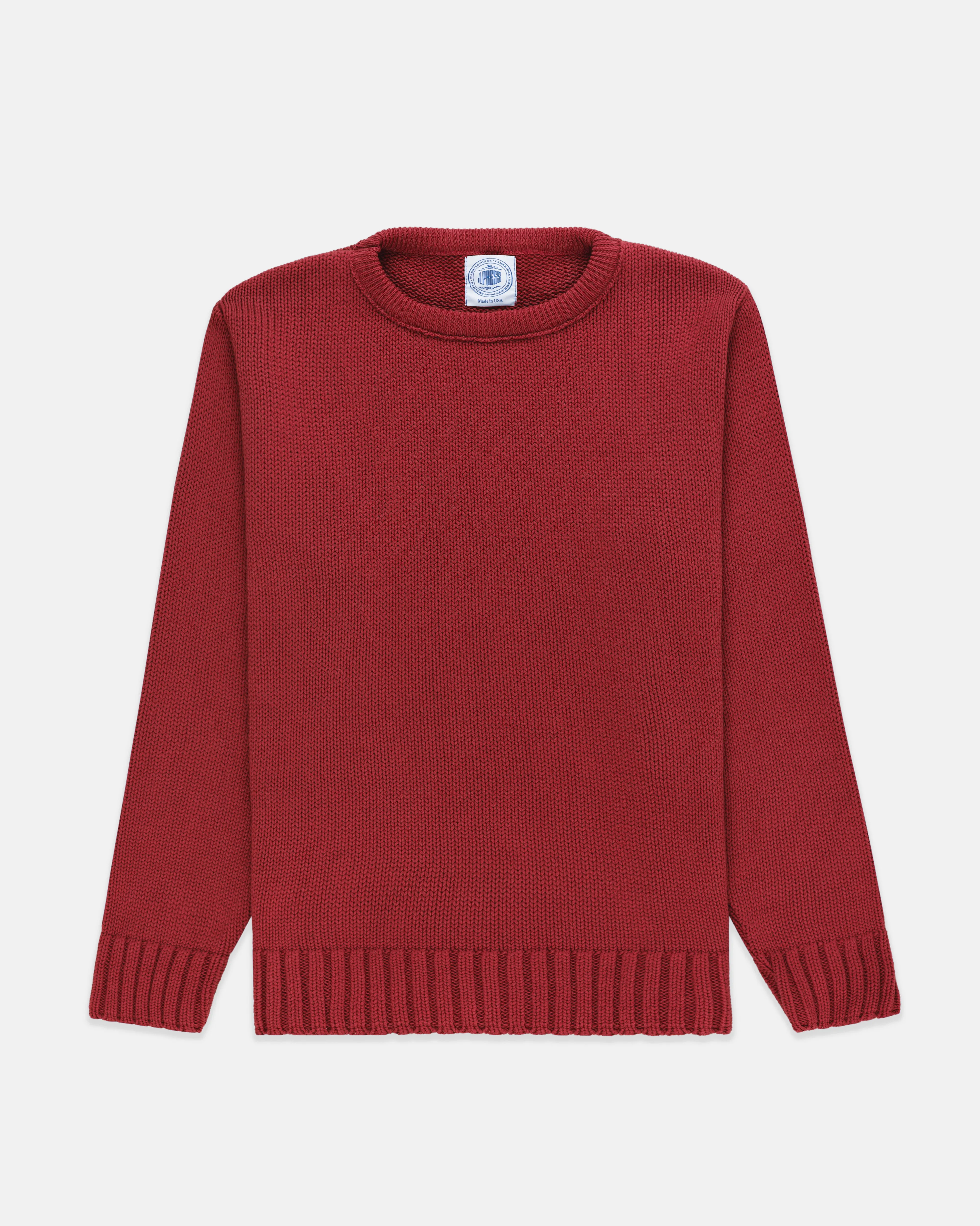 PULL EN COTON ÉPAIS À COL ROND - ROUGE