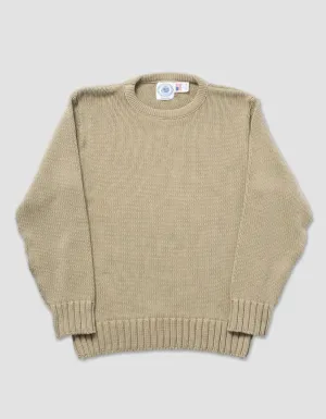 CHUNKY COTTON CREW NECK SWEATER - TAN