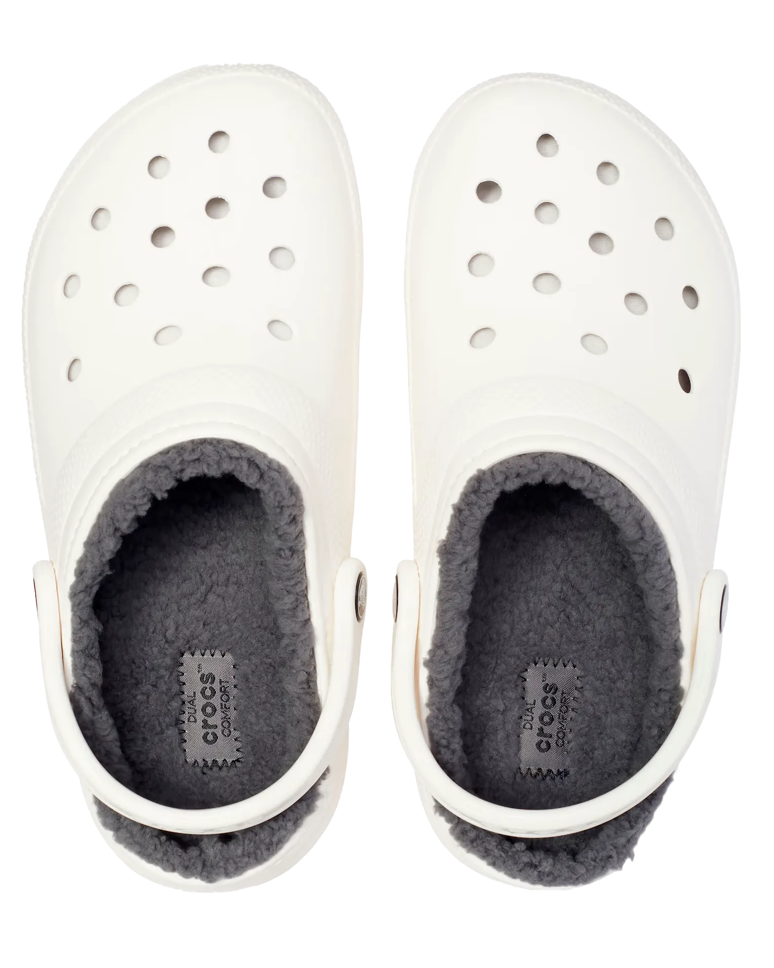 Clogs Classiques à Doublure en Poils Blancs et Gris