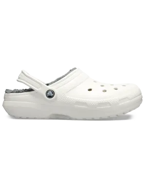 Classic Fuzz-Lined Clogs in White & Grey