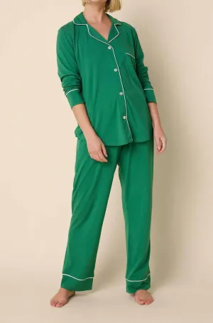 Classic Pima Knit Long Sleeve Pajama Set In Pine
