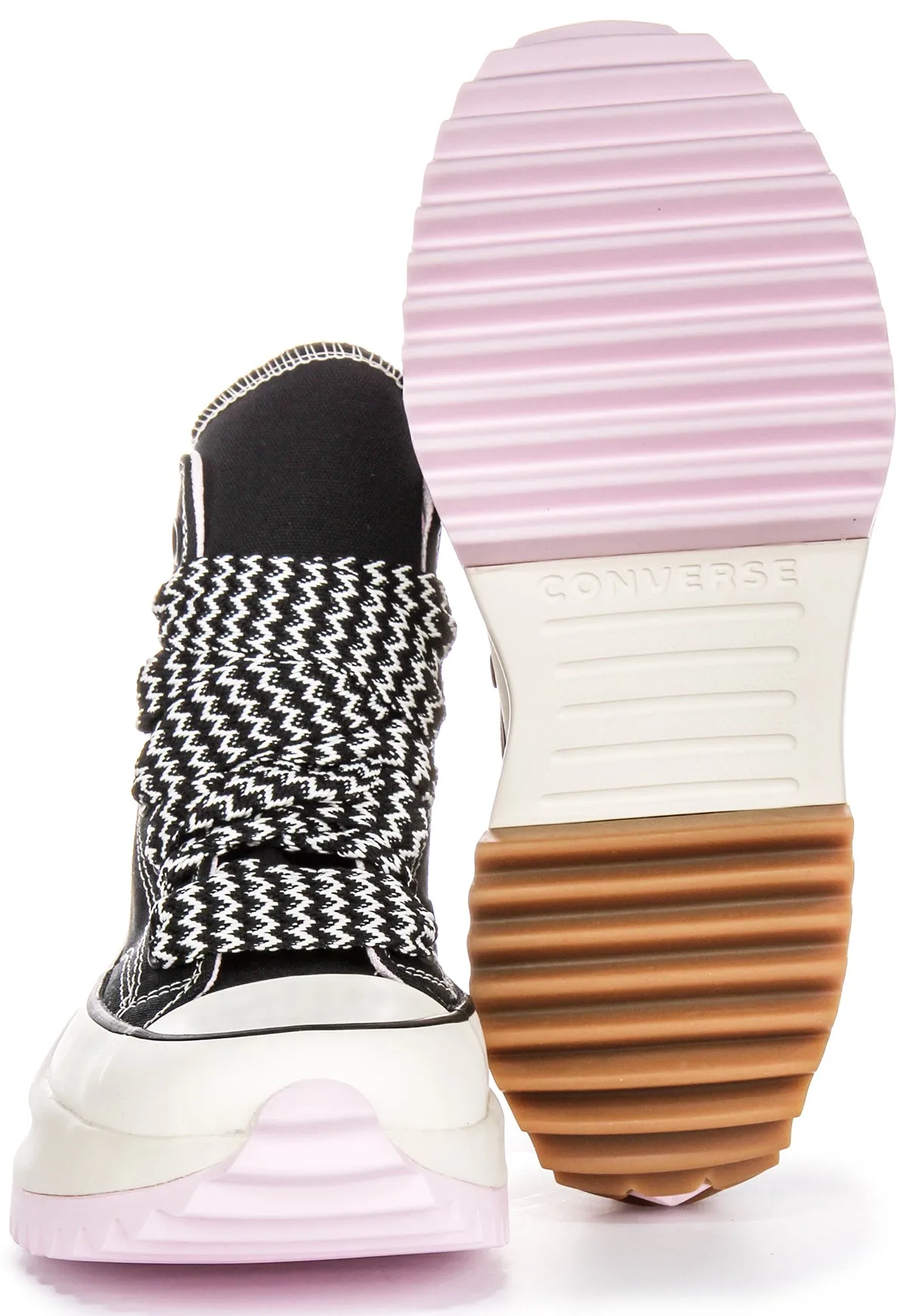 Converse Runstar Hike A10435C En Noir Et Rose Chaussures Converse