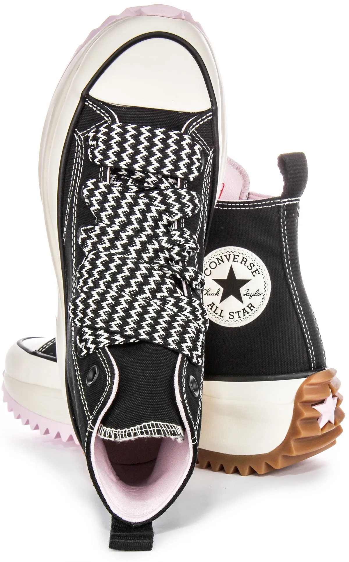 Converse Runstar Hike A10435C En Noir Et Rose Chaussures Converse