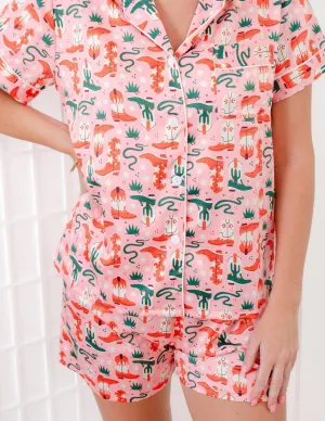 Cowboy Boot Print Pajamas In Pink