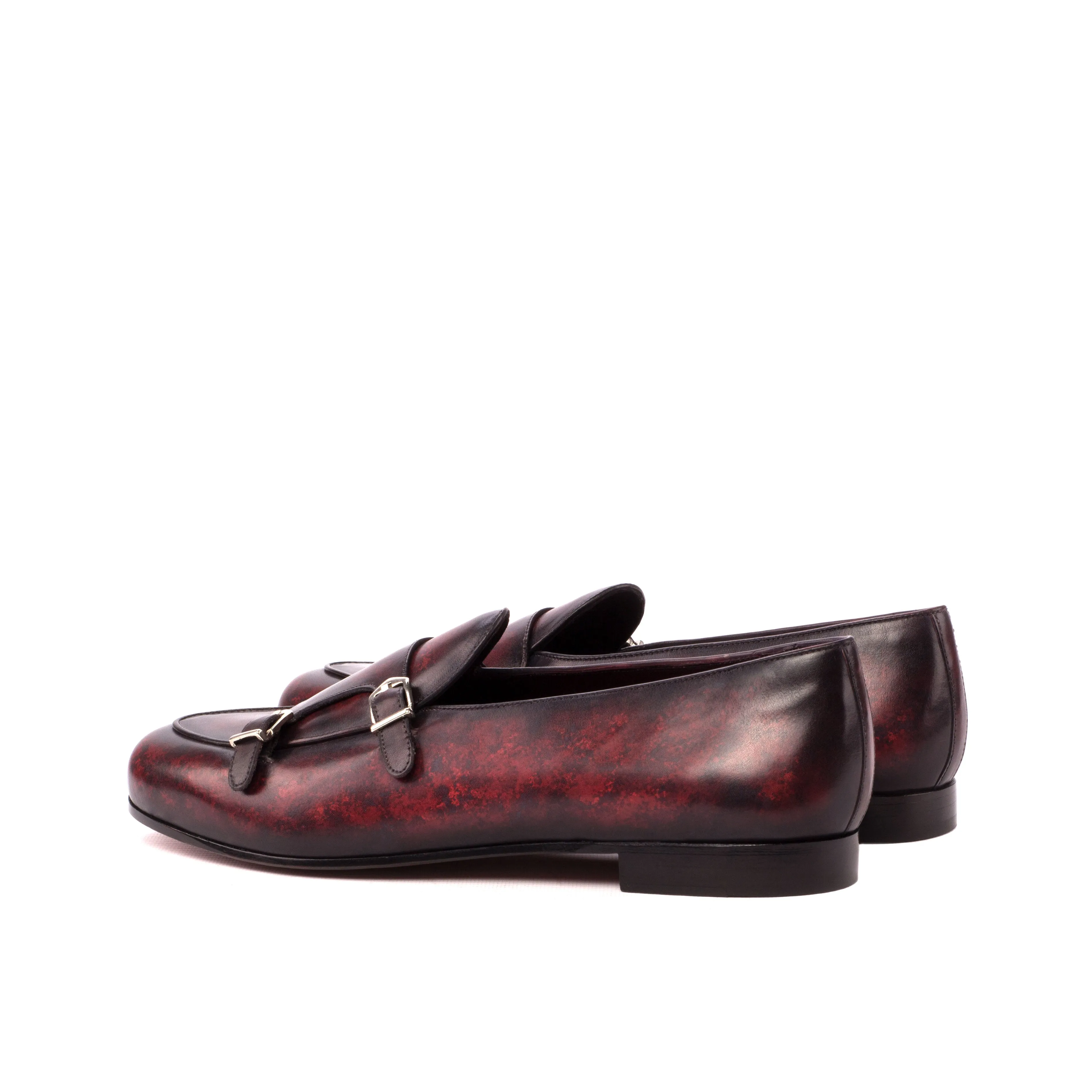 Chaussures Dapperfam DapperFam Rialto en Bordeaux Mocassin Moine à Patine Peinte à la Main pour Hommes