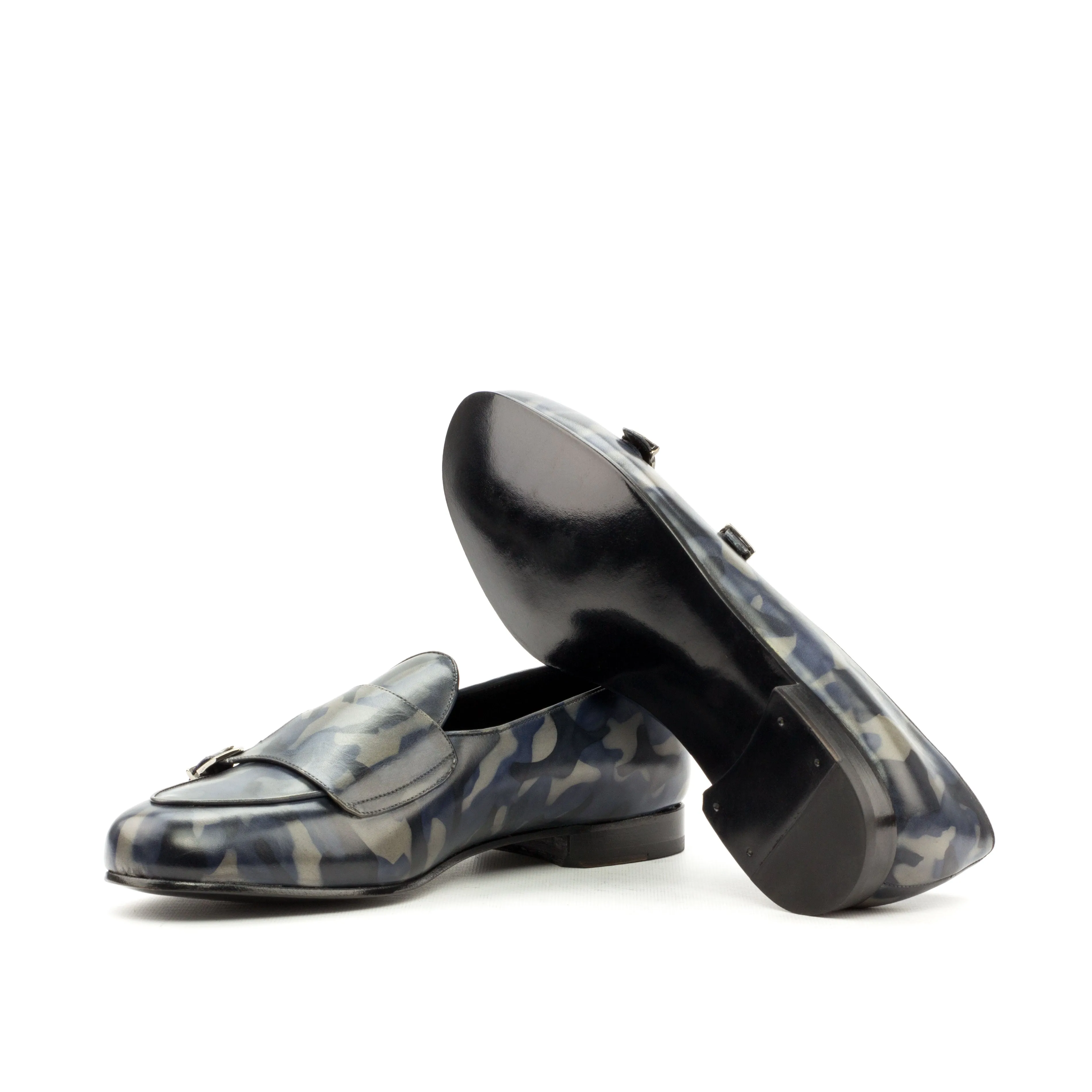 Chaussures Dapperfam DapperFam Rialto en Denim pour Hommes, Mocassin Moine Patine à la Main