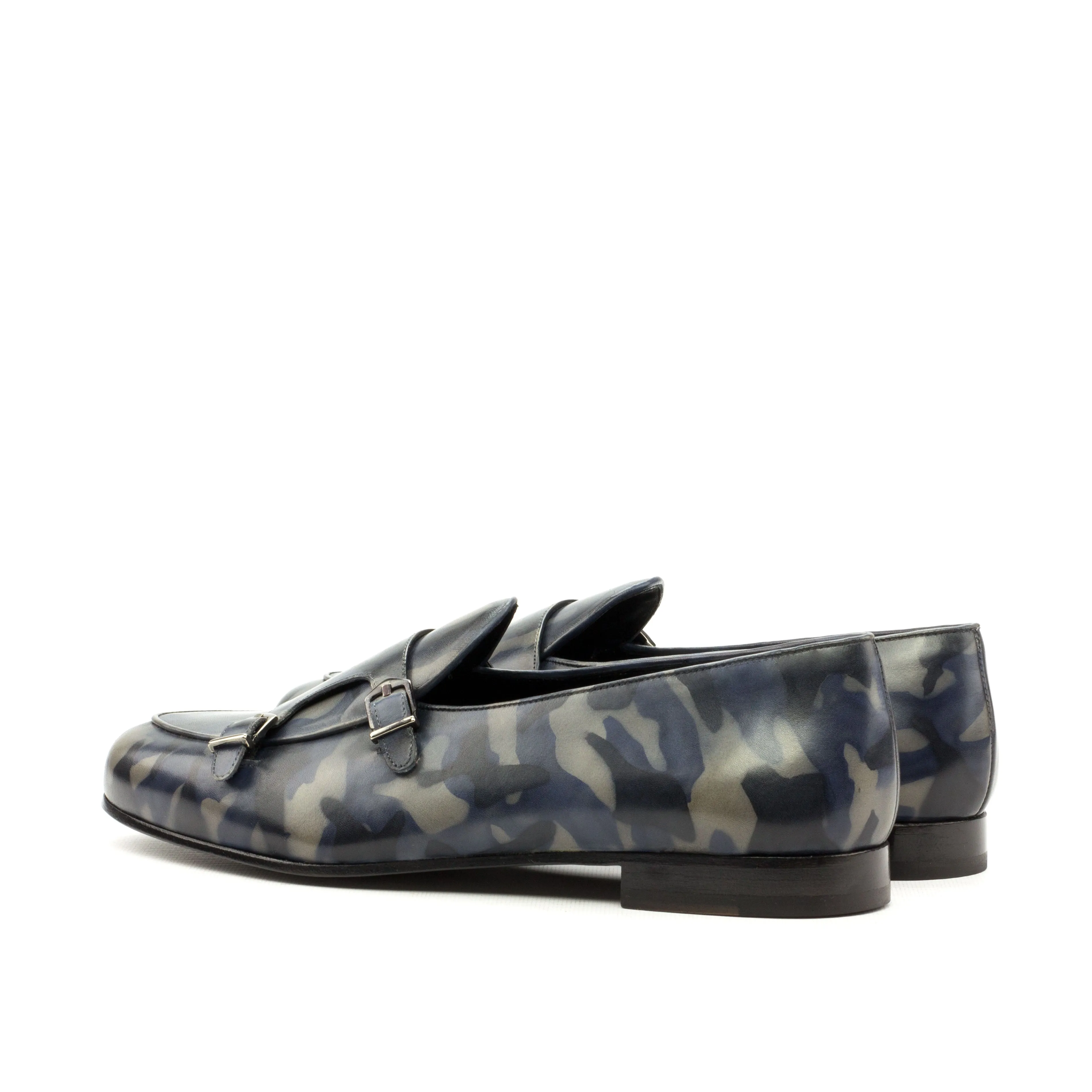 Chaussures Dapperfam DapperFam Rialto en Denim pour Hommes, Mocassin Moine Patine à la Main