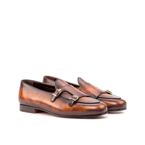Dapperfam Shoes DapperFam Rialto in Fire Men's Hand-Painted Patina Monk Slipper
