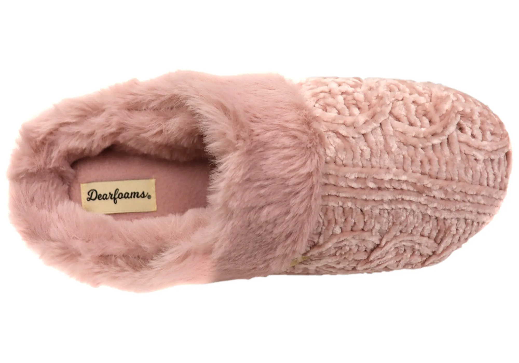Dearfoams Chaussons Clog Confortables pour Femmes Claire en Chenille Chinée Tricotée