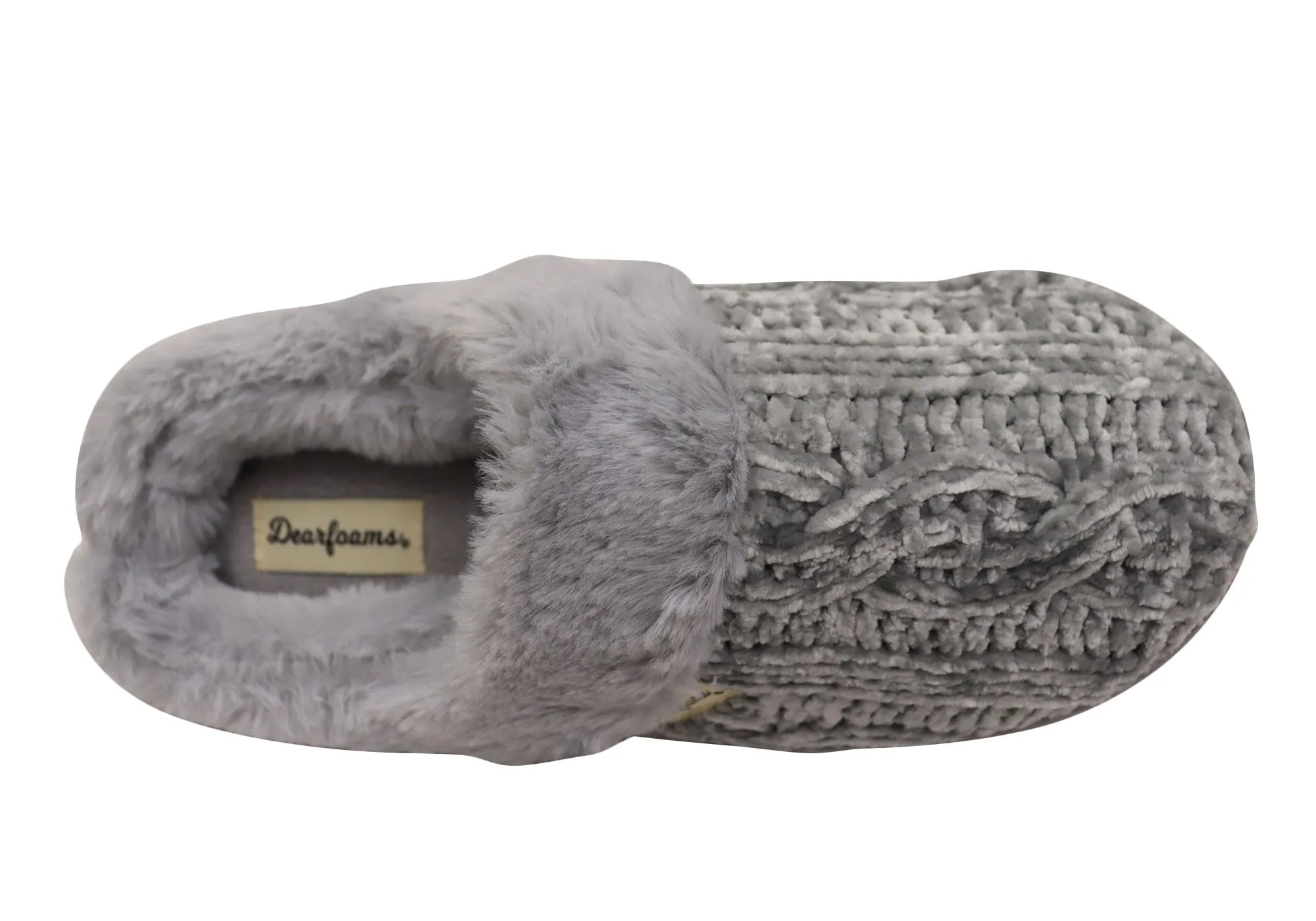 Dearfoams Chaussons Clog Confortables pour Femmes Claire en Chenille Chinée Tricotée