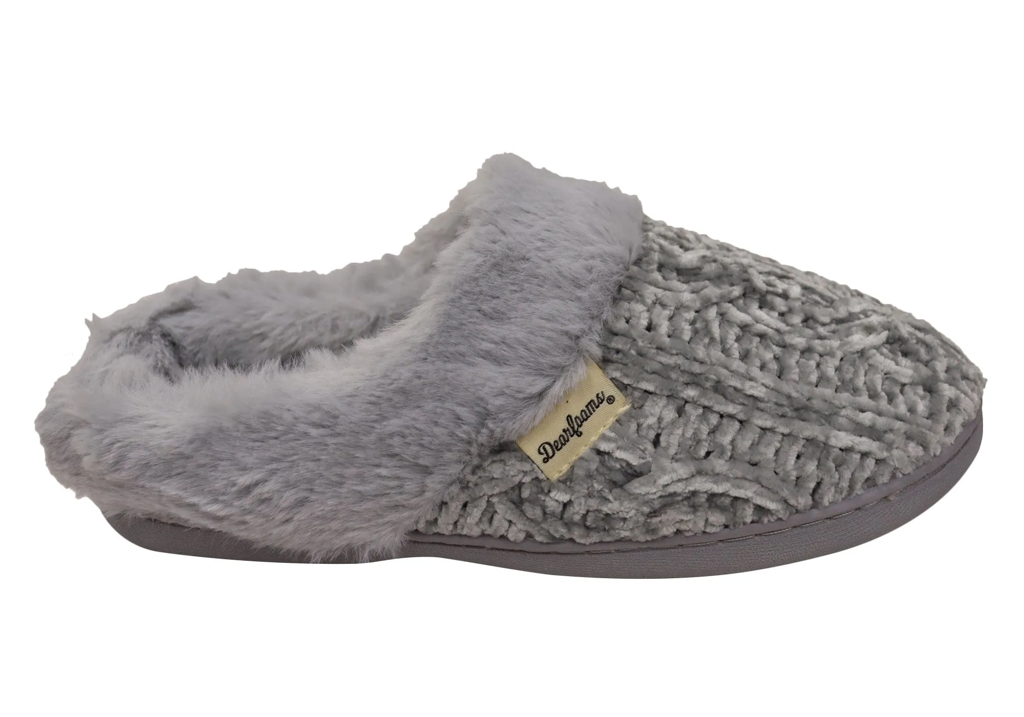 Dearfoams Chaussons Clog Confortables pour Femmes Claire en Chenille Chinée Tricotée