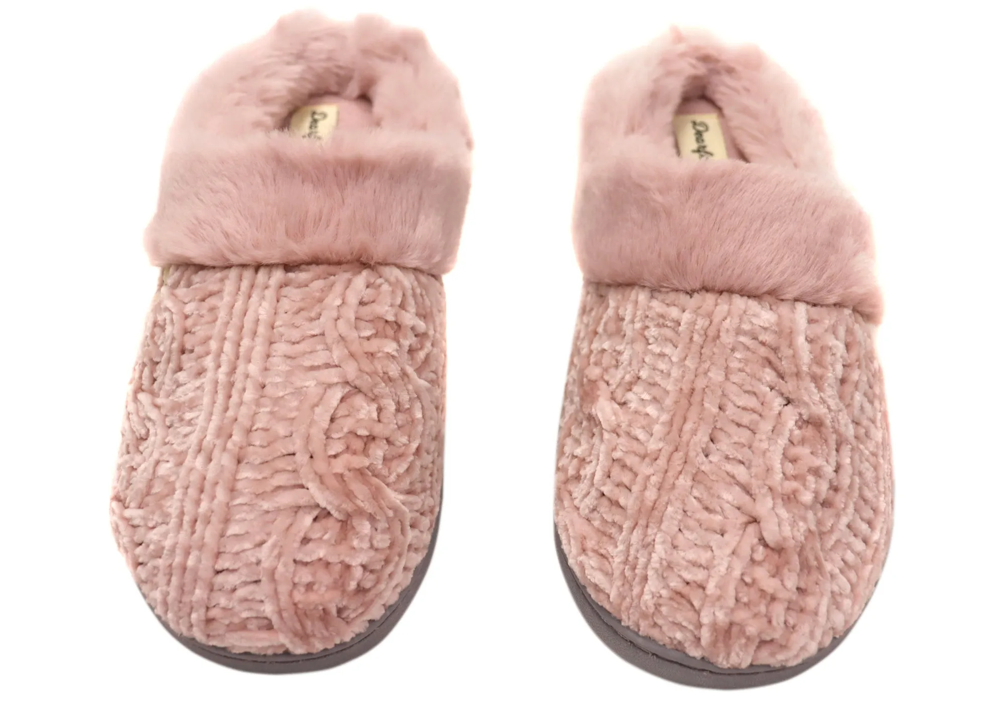 Dearfoams Chaussons Clog Confortables pour Femmes Claire en Chenille Chinée Tricotée