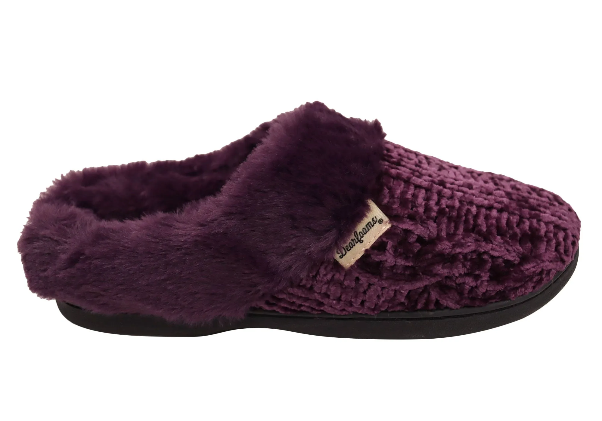 Dearfoams Chaussons Clog Confortables pour Femmes Claire en Chenille Chinée Tricotée