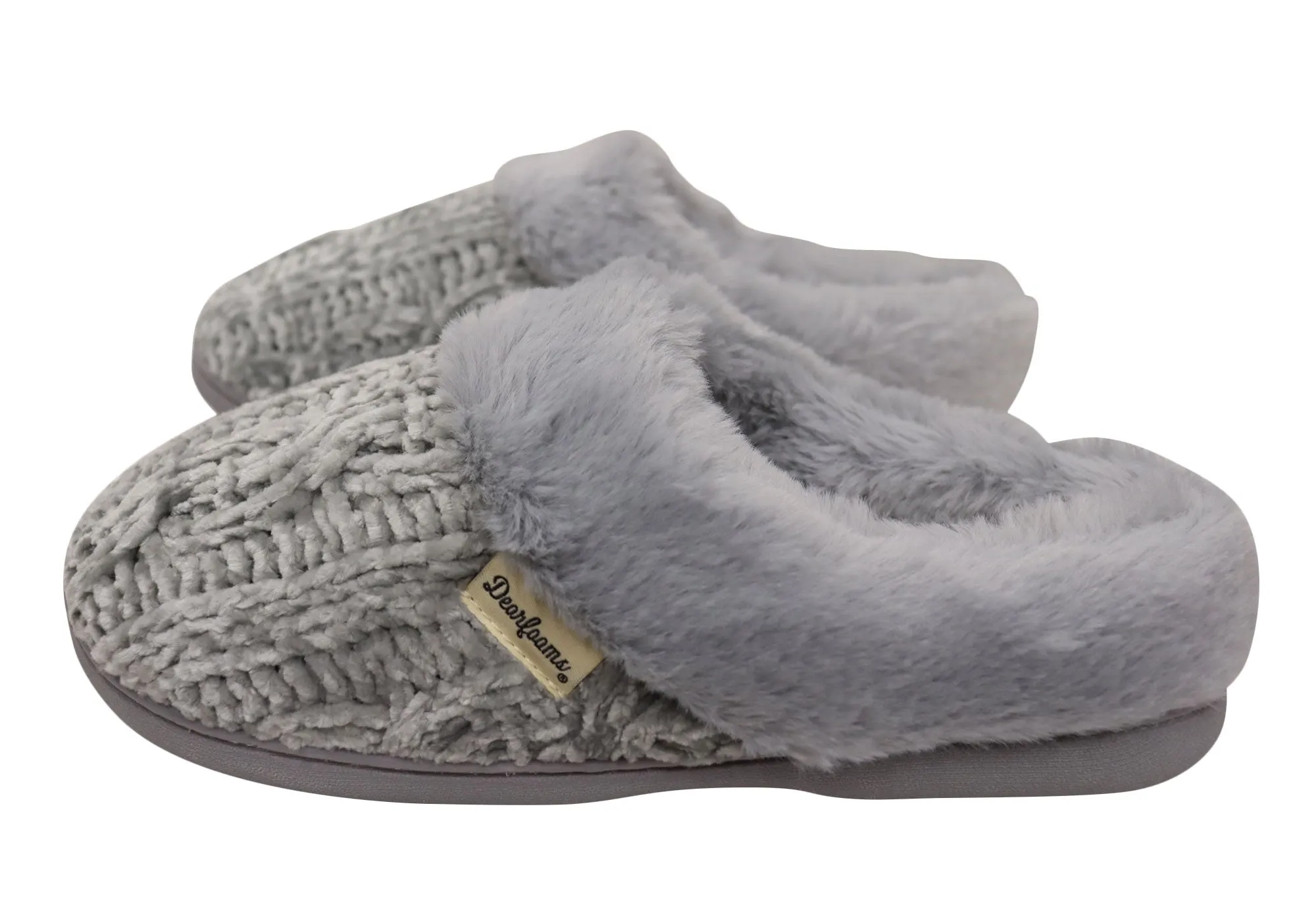 Dearfoams Chaussons Clog Confortables pour Femmes Claire en Chenille Chinée Tricotée