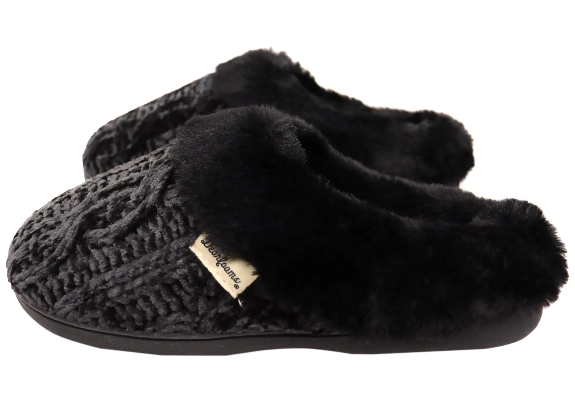 Dearfoams Chaussons Clog Confortables pour Femmes Claire en Chenille Chinée Tricotée
