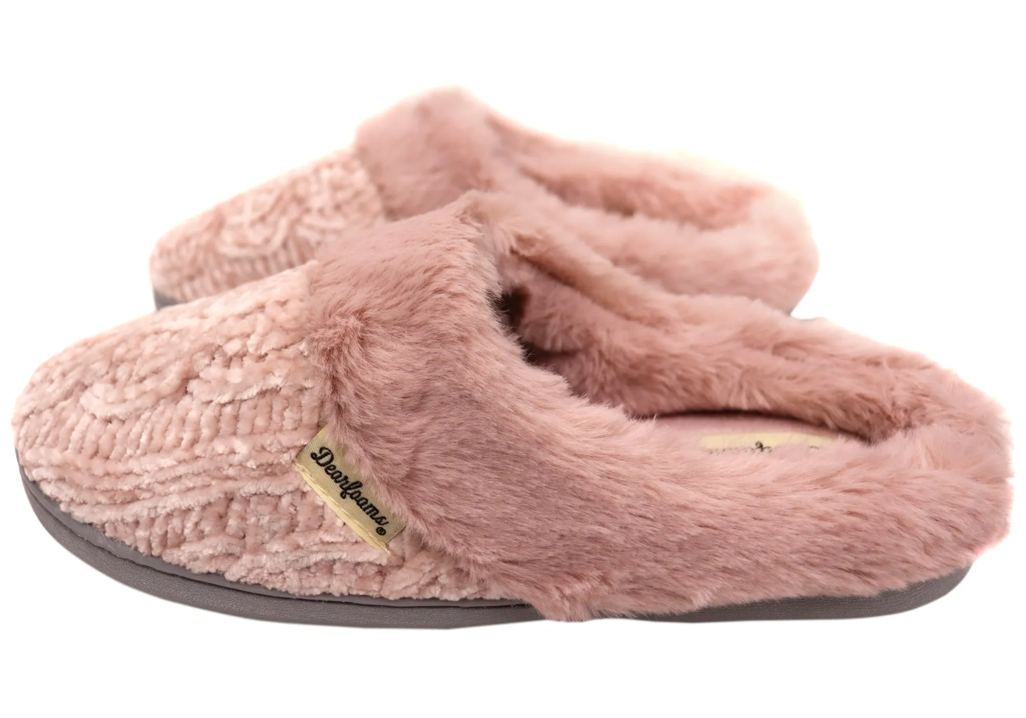 Dearfoams Chaussons Clog Confortables pour Femmes Claire en Chenille Chinée Tricotée