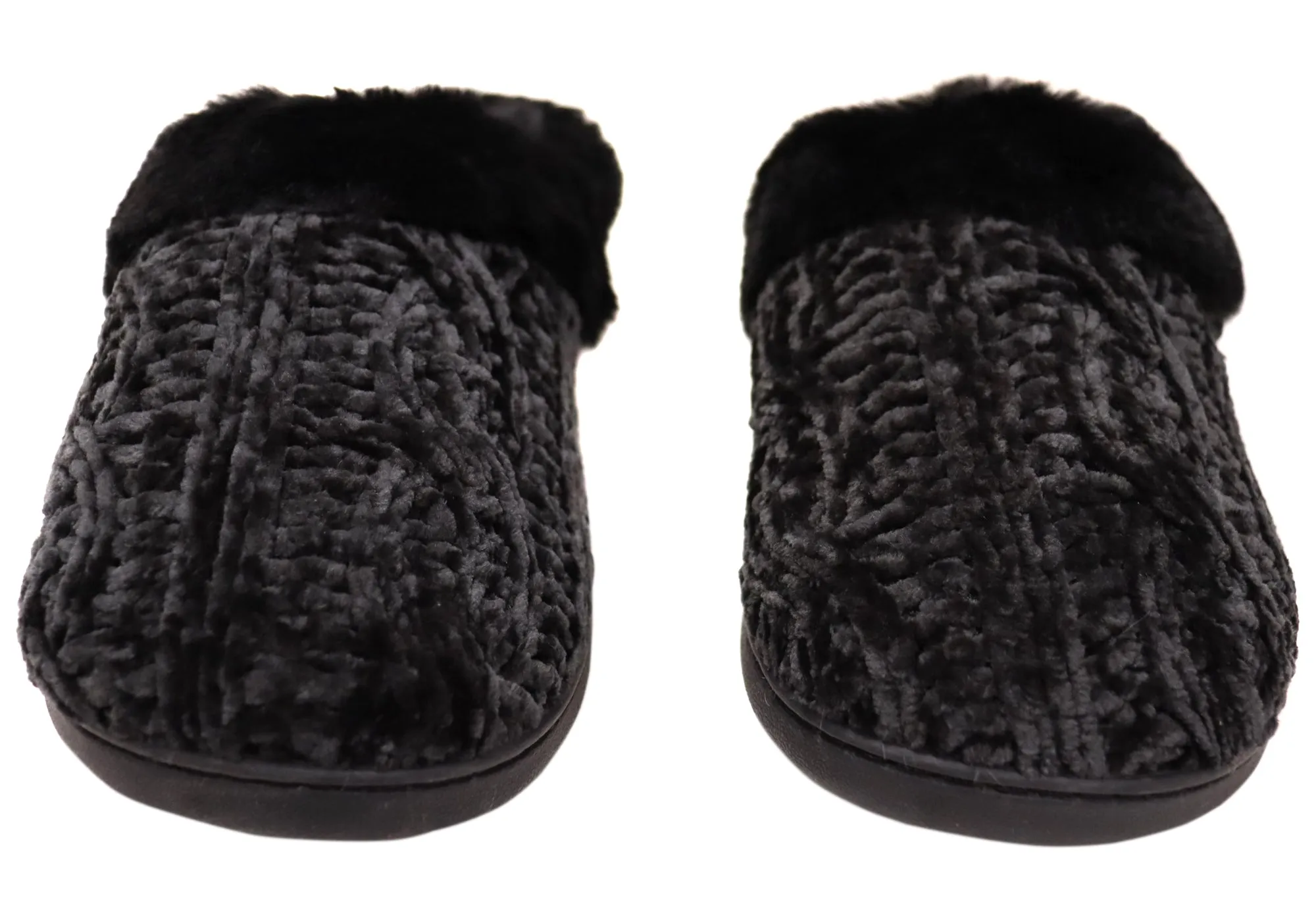 Dearfoams Chaussons Clog Confortables pour Femmes Claire en Chenille Chinée Tricotée