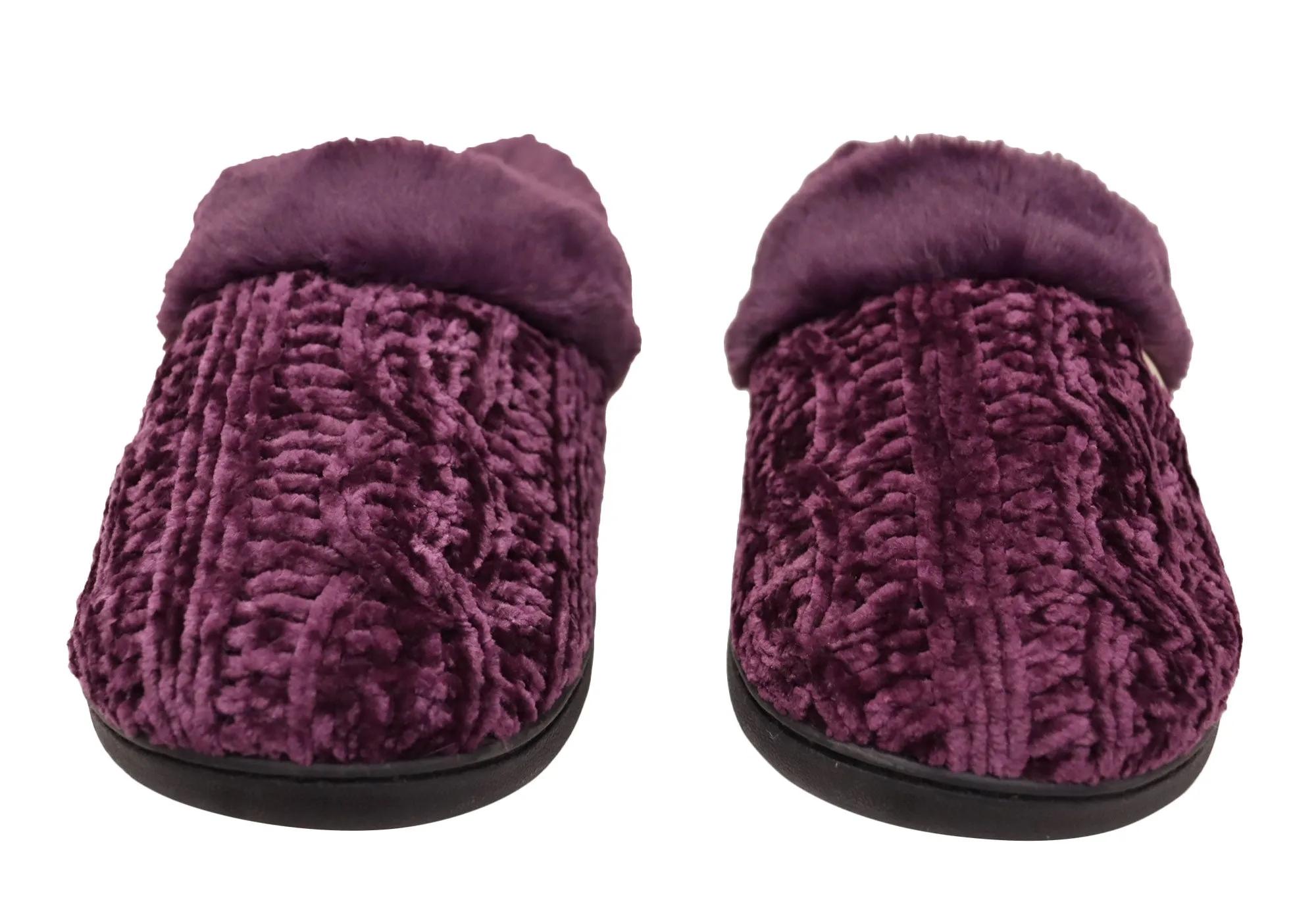 Dearfoams Chaussons Clog Confortables pour Femmes Claire en Chenille Chinée Tricotée