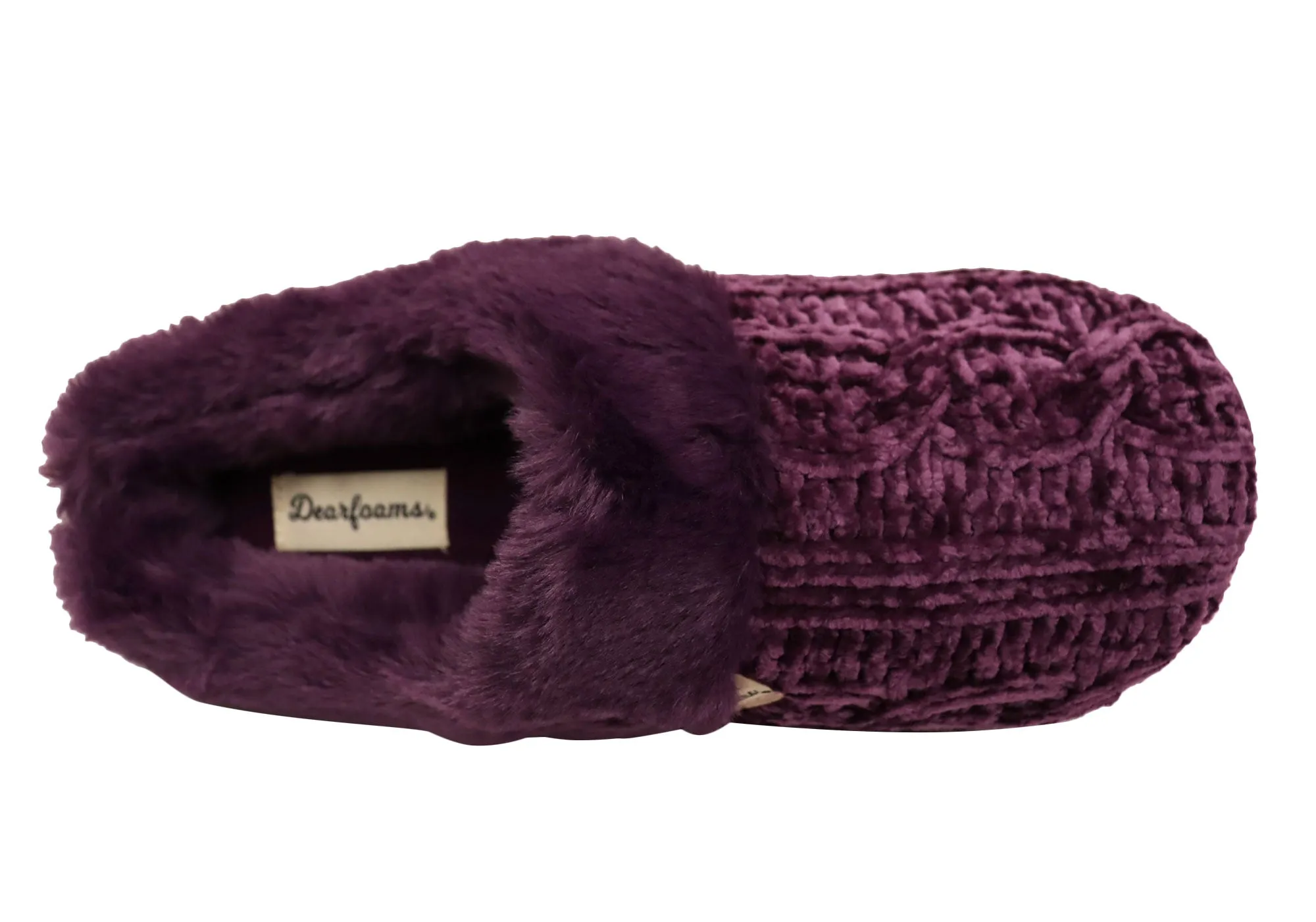 Dearfoams Chaussons Clog Confortables pour Femmes Claire en Chenille Chinée Tricotée