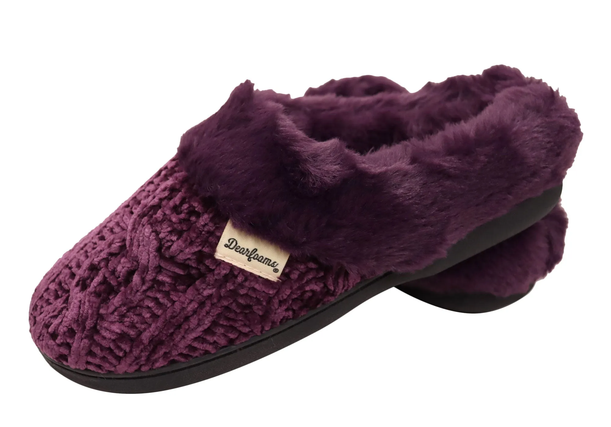 Dearfoams Chaussons Clog Confortables pour Femmes Claire en Chenille Chinée Tricotée