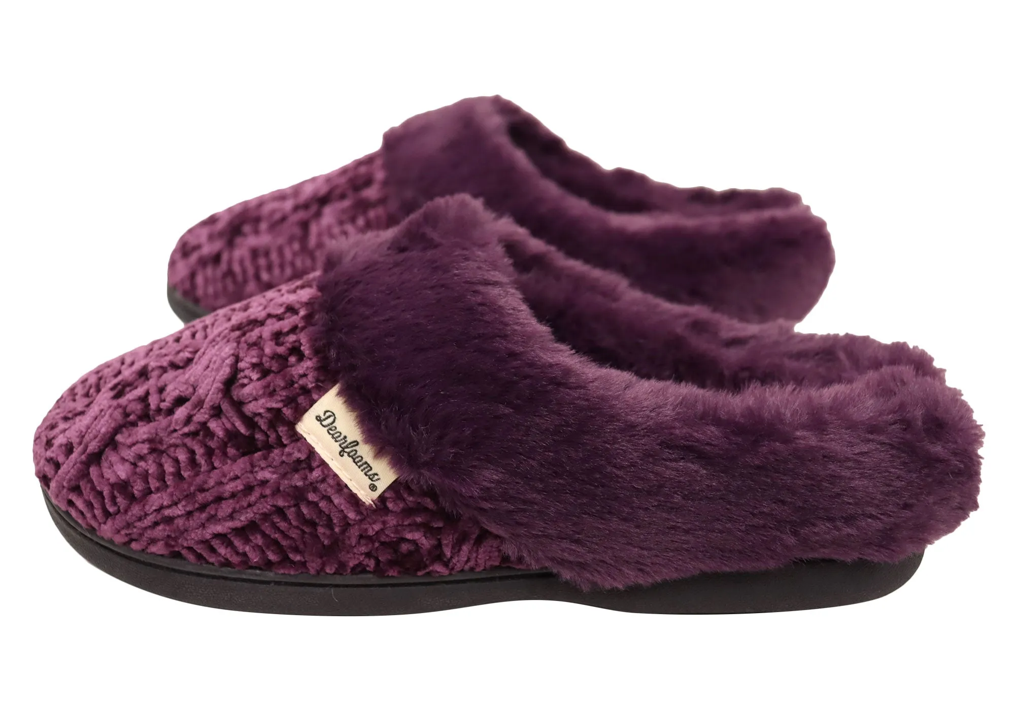 Dearfoams Chaussons Clog Confortables pour Femmes Claire en Chenille Chinée Tricotée