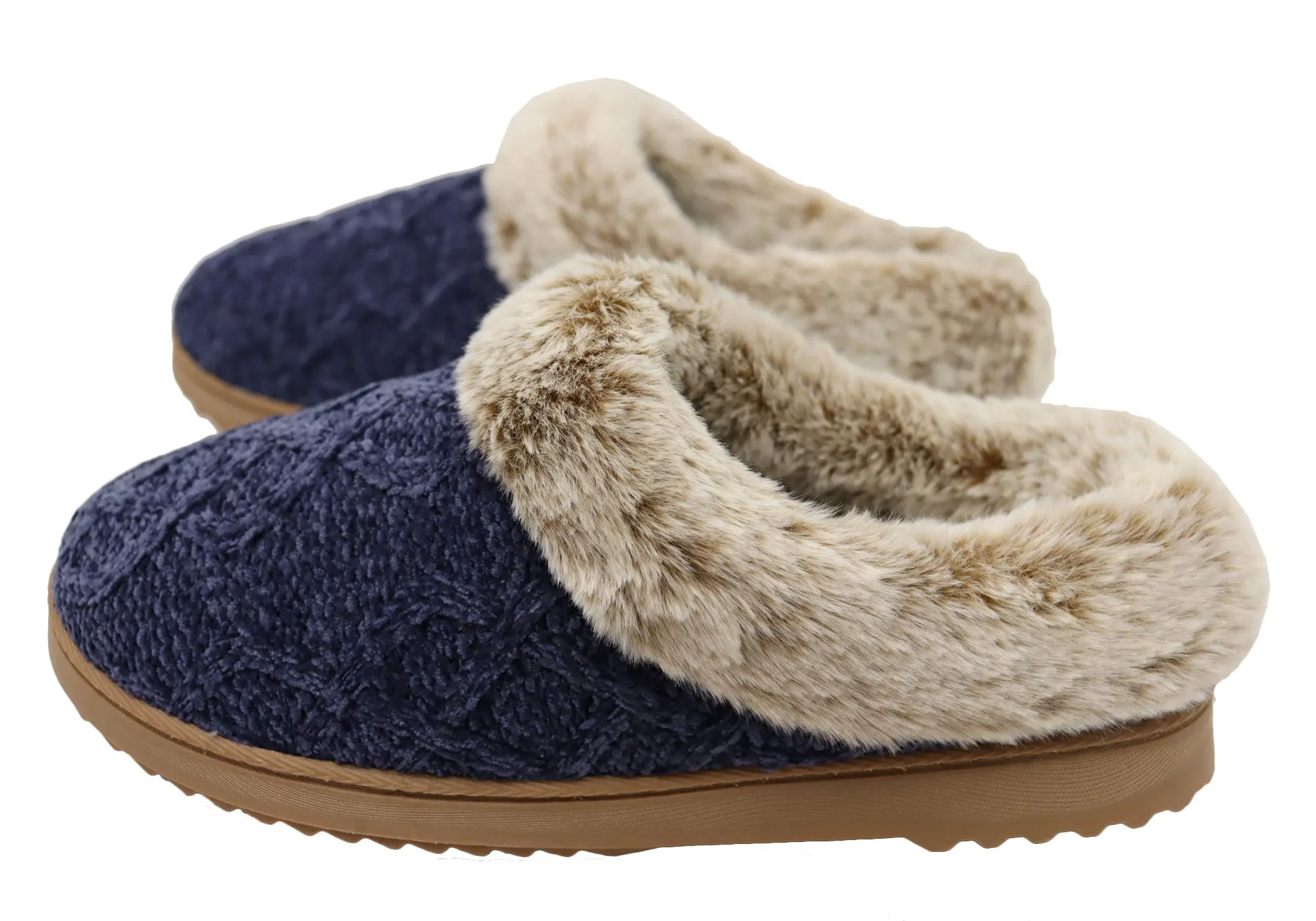 Dearfoams Chaussons confortables pour femmes Hannah en chenille tricotée