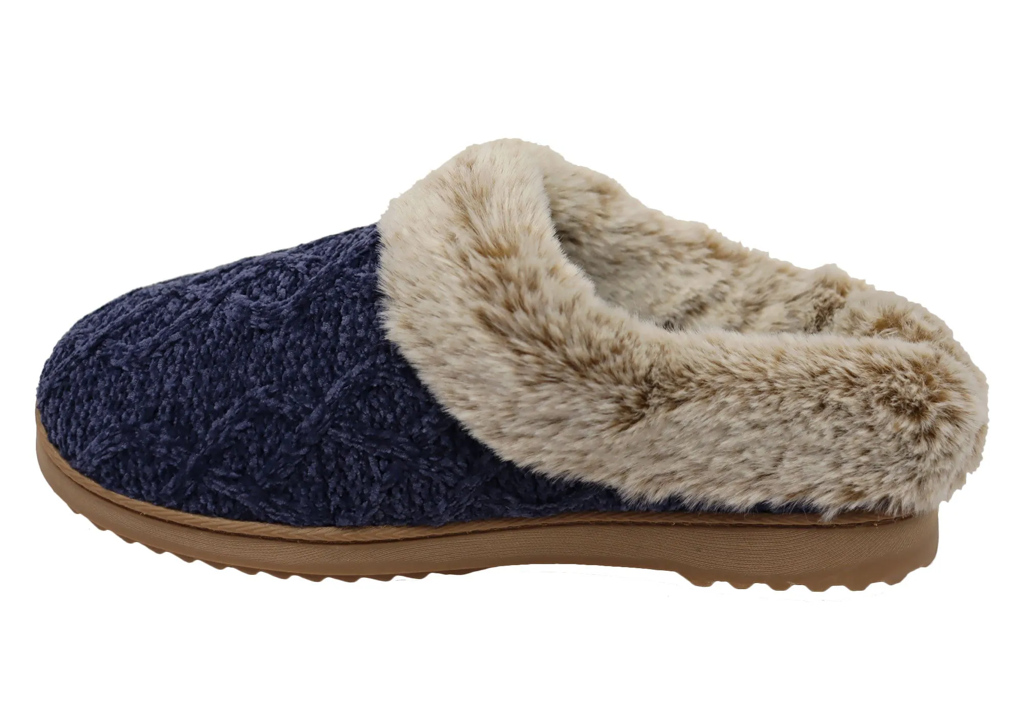 Dearfoams Chaussons confortables pour femmes Hannah en chenille tricotée