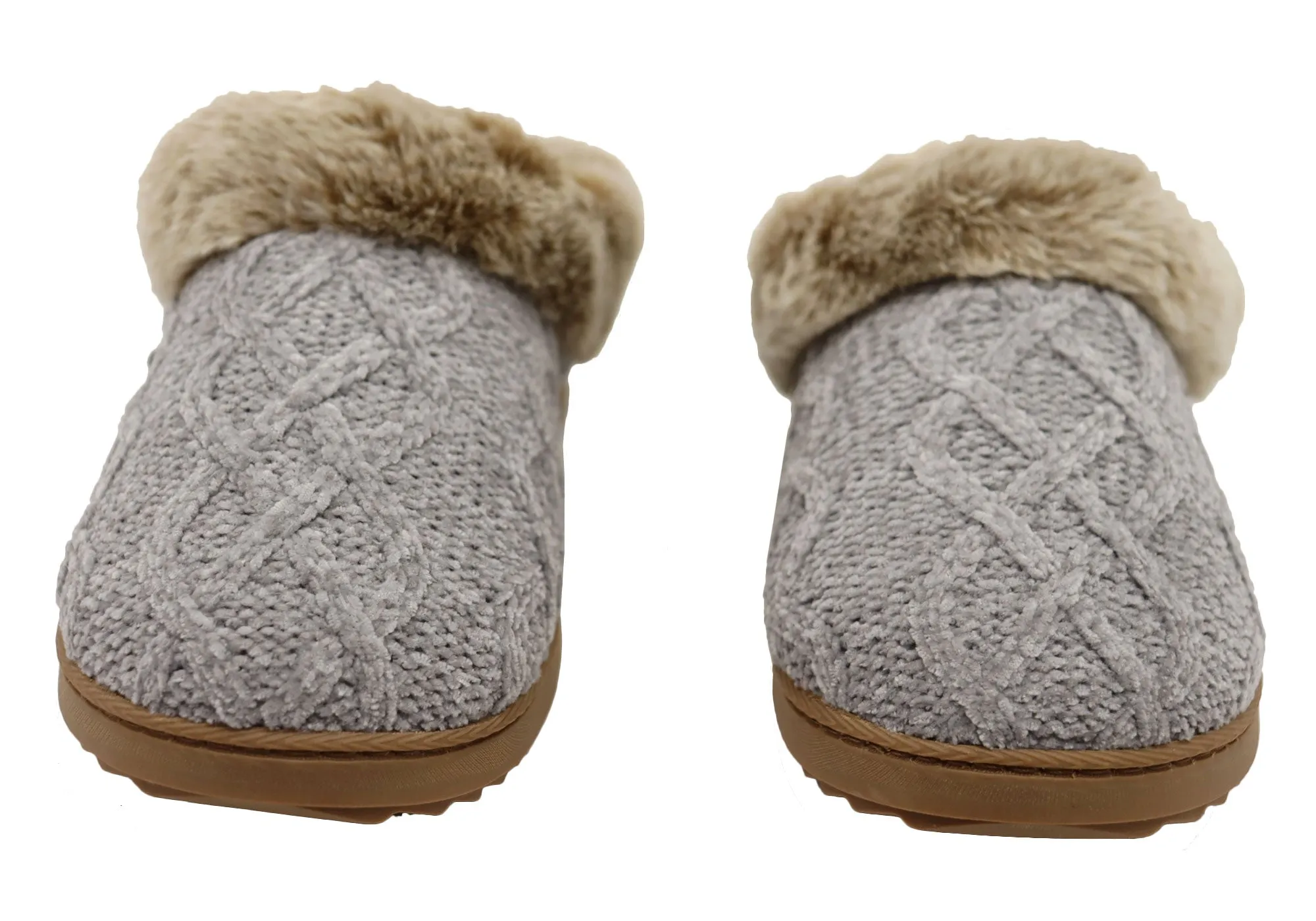Dearfoams Chaussons confortables pour femmes Hannah en chenille tricotée