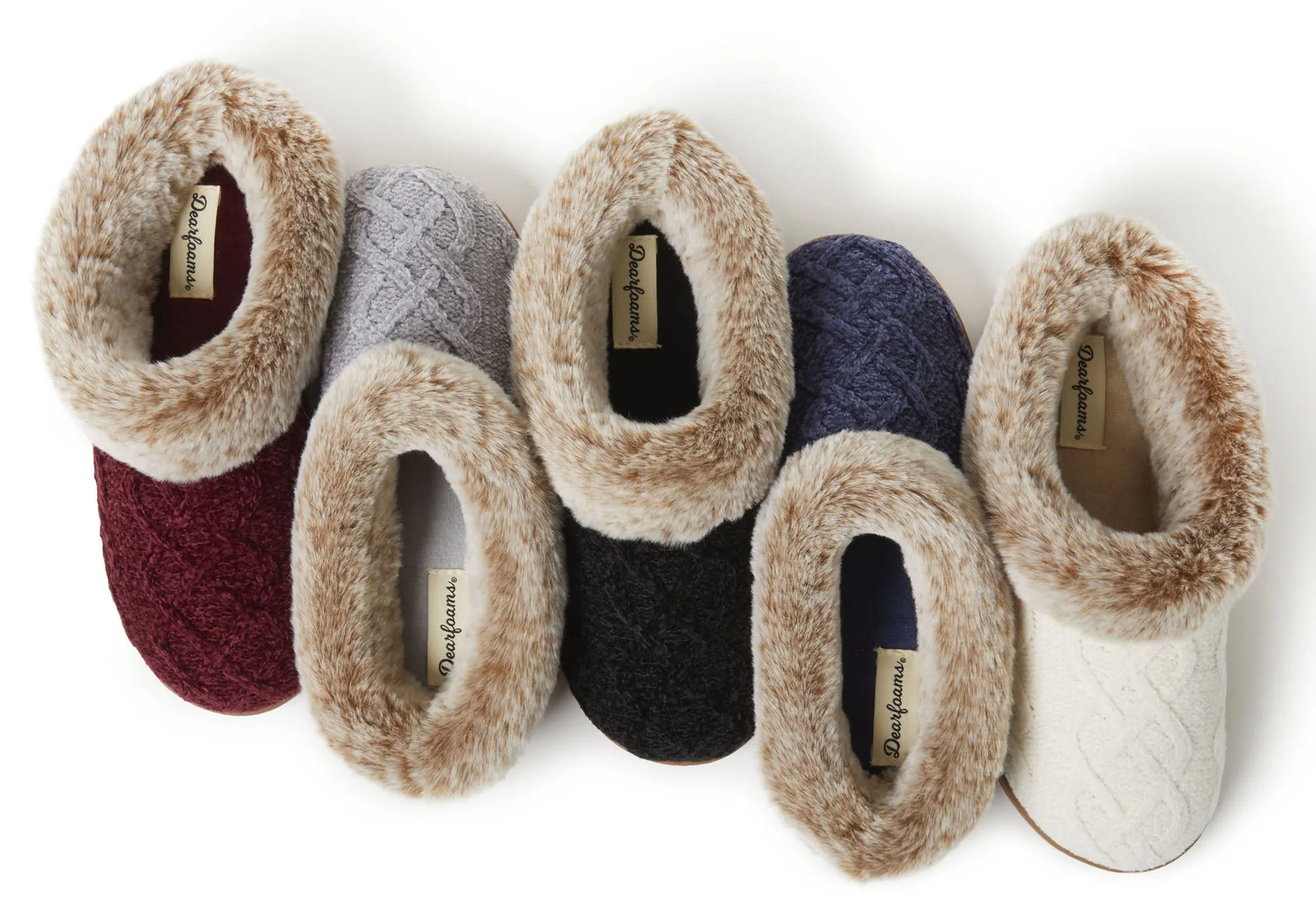 Dearfoams Chaussons confortables pour femmes Hannah en chenille tricotée